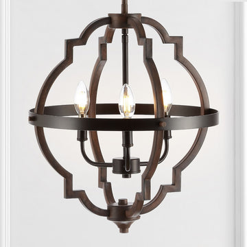 Ogee 16.75" Adjustable Iron Rustic Industrial LED Pendant - JONATHAN Y